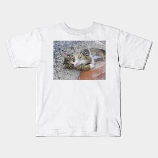 Cute Eddie Kitten Portrait Kids T-Shirt